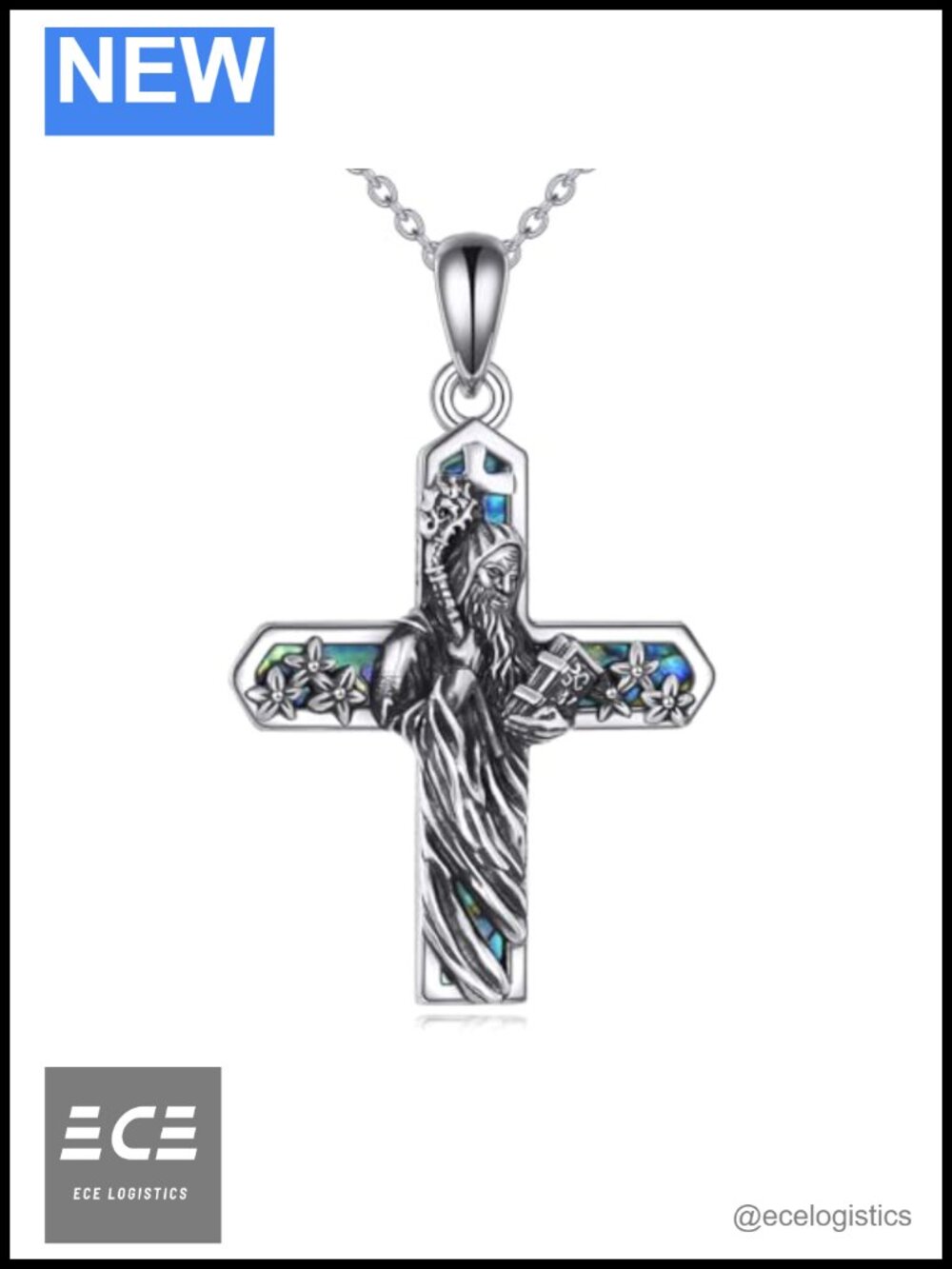 925 Sterling Silver Saint Benedict Cross Pendant Necklace